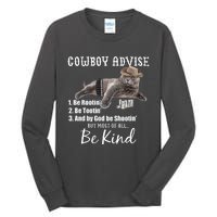 Cowboy Cat Adivse Be Rootin' Be Tootin' Be Shootin Be Kind Meme Tall Long Sleeve T-Shirt