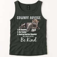 Cowboy Cat Adivse Be Rootin' Be Tootin' Be Shootin Be Kind Meme Tank Top