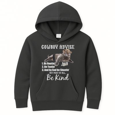 Cowboy Cat Adivse Be Rootin' Be Tootin' Be Shootin Be Kind Meme Kids Hoodie