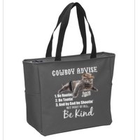 Cowboy Cat Adivse Be Rootin' Be Tootin' Be Shootin Be Kind Meme Zip Tote Bag