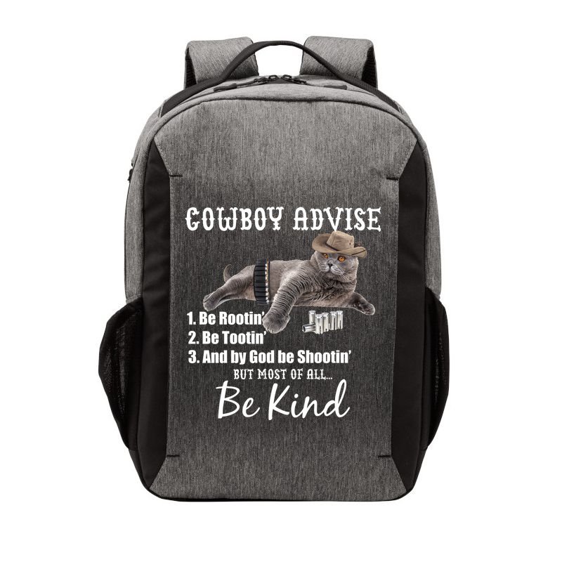Cowboy Cat Adivse Be Rootin' Be Tootin' Be Shootin Be Kind Meme Vector Backpack