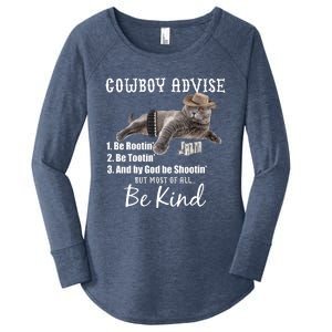 Cowboy Cat Adivse Be Rootin' Be Tootin' Be Shootin Be Kind Meme Women's Perfect Tri Tunic Long Sleeve Shirt