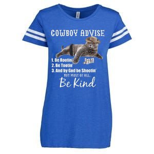 Cowboy Cat Adivse Be Rootin' Be Tootin' Be Shootin Be Kind Meme Enza Ladies Jersey Football T-Shirt