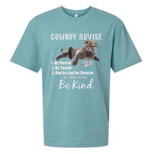 Cowboy Cat Adivse Be Rootin' Be Tootin' Be Shootin Be Kind Meme Sueded Cloud Jersey T-Shirt