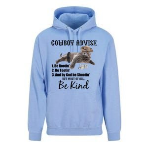 Cowboy Cat Adivse Be Rootin' Be Tootin' Be Shootin Be Kind Meme Unisex Surf Hoodie