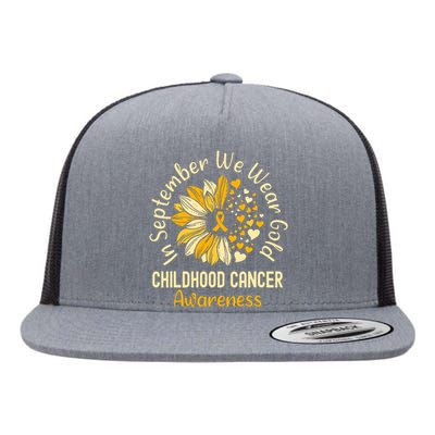 Childhood Cancer Awareness Shirts In September We Wear Gold Flat Bill Trucker Hat