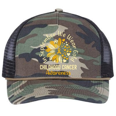 Childhood Cancer Awareness Shirts In September We Wear Gold Retro Rope Trucker Hat Cap