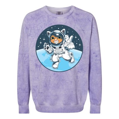 Cute Cat Astronaut Colorblast Crewneck Sweatshirt