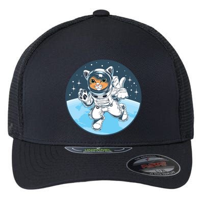 Cute Cat Astronaut Flexfit Unipanel Trucker Cap