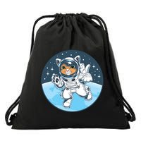 Cute Cat Astronaut Drawstring Bag