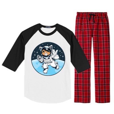 Cute Cat Astronaut Raglan Sleeve Pajama Set