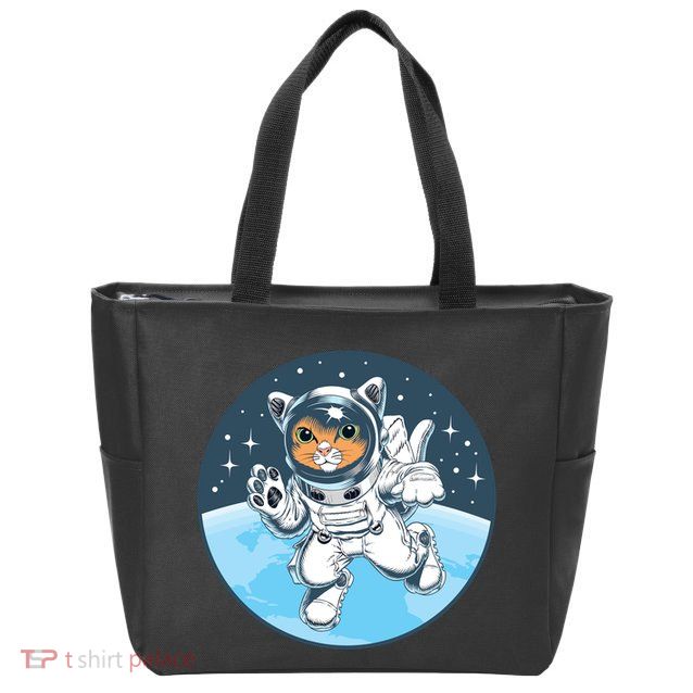Cute Cat Astronaut Zip Tote Bag