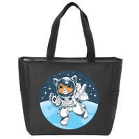 Cute Cat Astronaut Zip Tote Bag