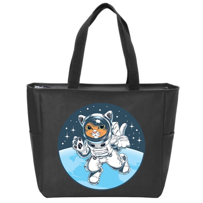 Cute Cat Astronaut Zip Tote Bag