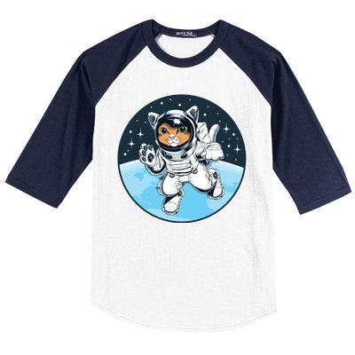 Cute Cat Astronaut Baseball Sleeve Shirt