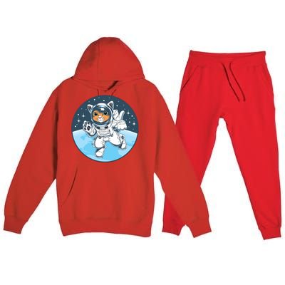 Cute Cat Astronaut Premium Hooded Sweatsuit Set