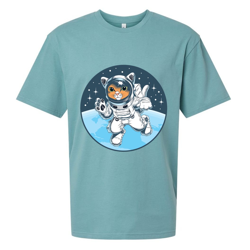 Cute Cat Astronaut Sueded Cloud Jersey T-Shirt