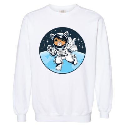 Cute Cat Astronaut Garment-Dyed Sweatshirt