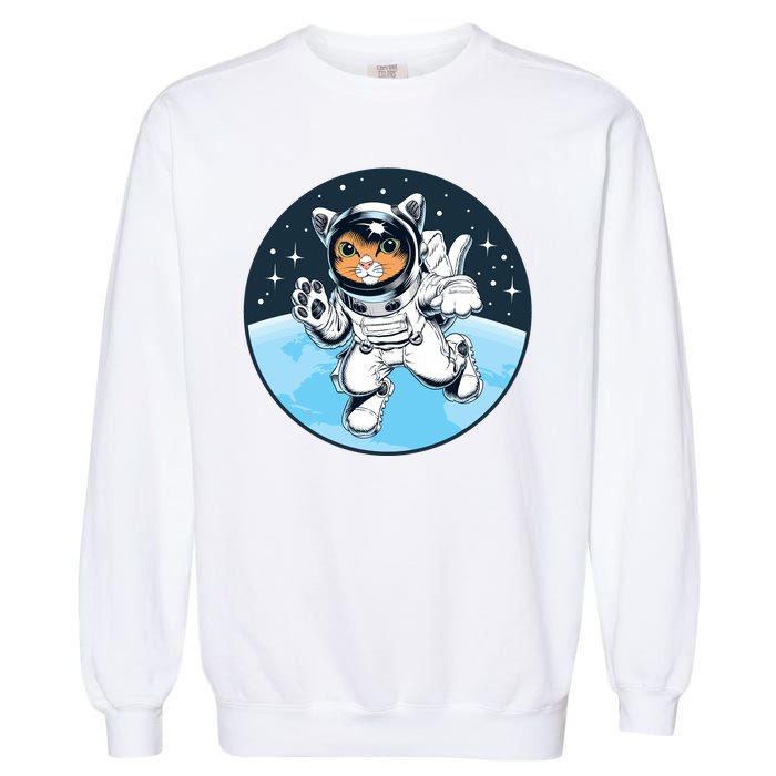 Cute Cat Astronaut Garment-Dyed Sweatshirt