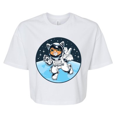 Cute Cat Astronaut Bella+Canvas Jersey Crop Tee