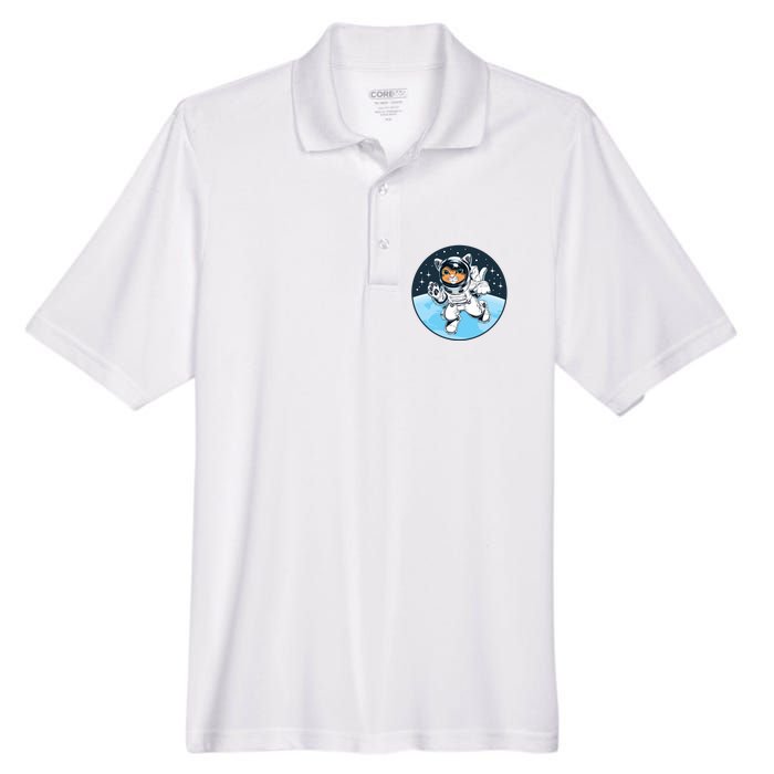 Cute Cat Astronaut Men's Origin Performance Piqué Polo