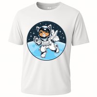 Cute Cat Astronaut Cooling Performance Crew T-Shirt