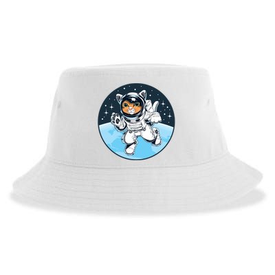 Cute Cat Astronaut Sustainable Bucket Hat