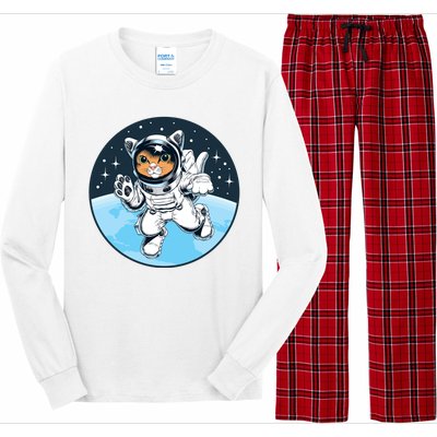 Cute Cat Astronaut Long Sleeve Pajama Set