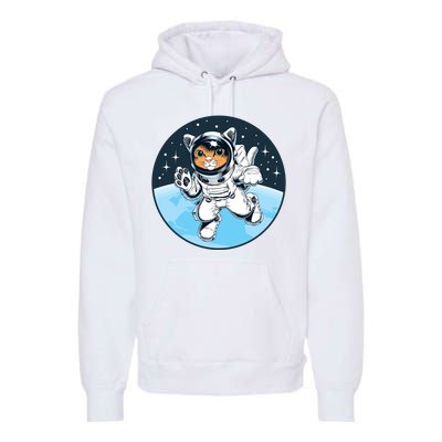 Cute Cat Astronaut Premium Hoodie