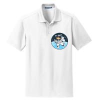 Cute Cat Astronaut Dry Zone Grid Polo