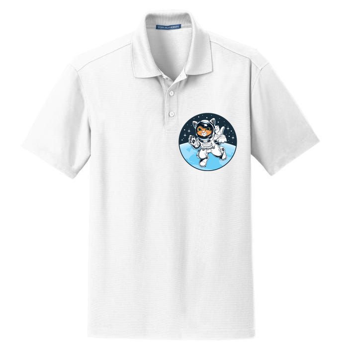 Cute Cat Astronaut Dry Zone Grid Polo