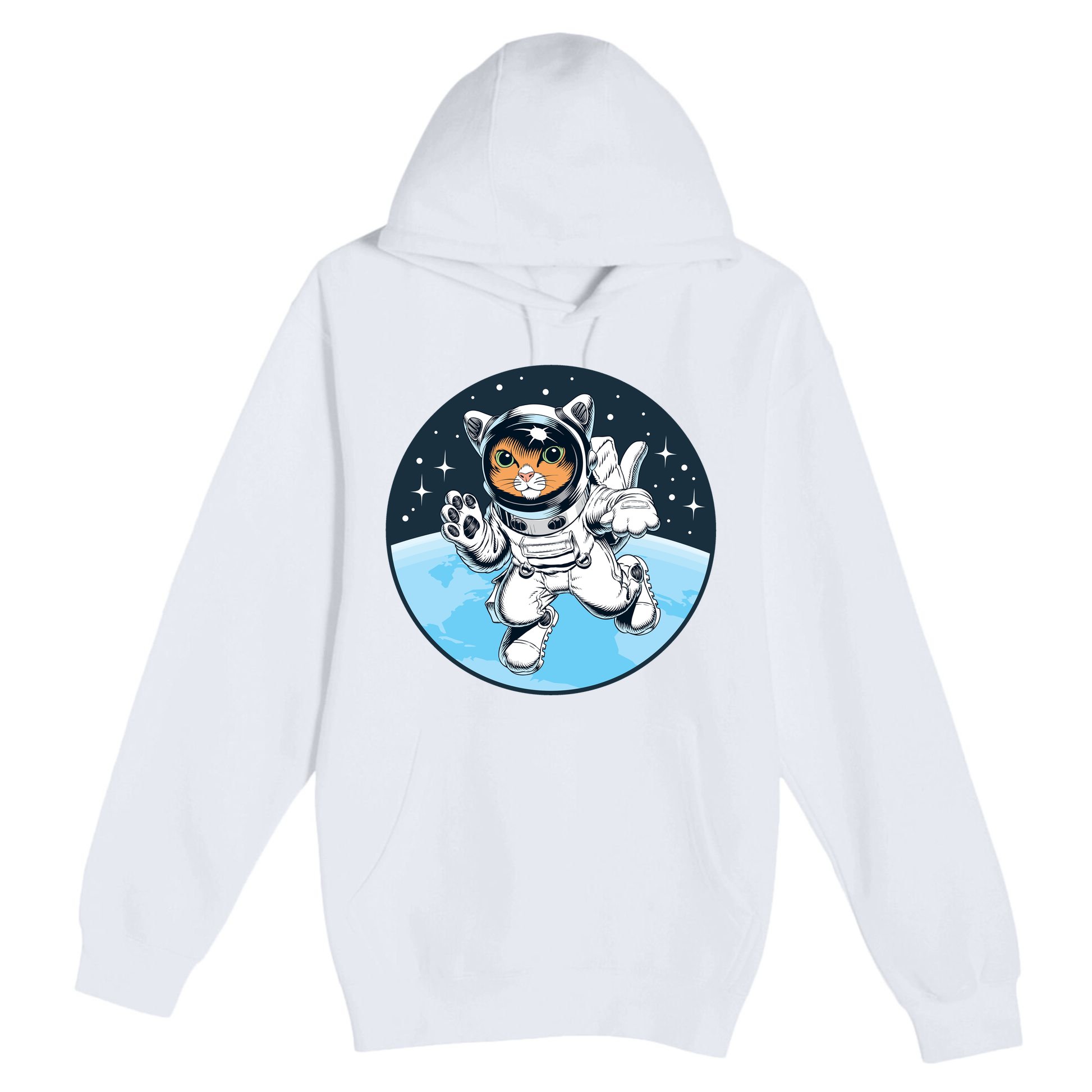 Cute Cat Astronaut Premium Pullover Hoodie