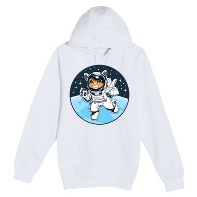 Cute Cat Astronaut Premium Pullover Hoodie