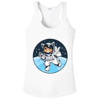 Cute Cat Astronaut Ladies PosiCharge Competitor Racerback Tank
