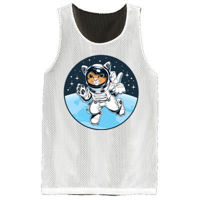 Cute Cat Astronaut Mesh Reversible Basketball Jersey Tank