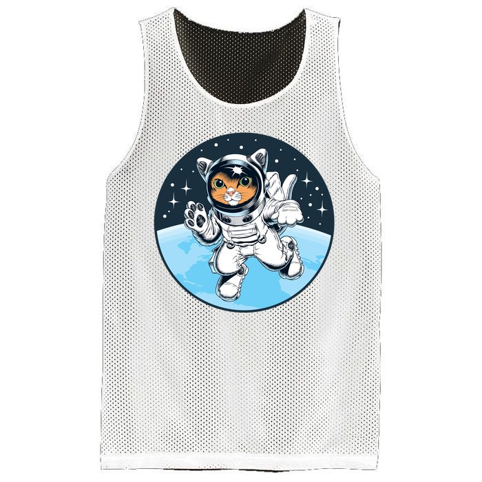 Cute Cat Astronaut Mesh Reversible Basketball Jersey Tank