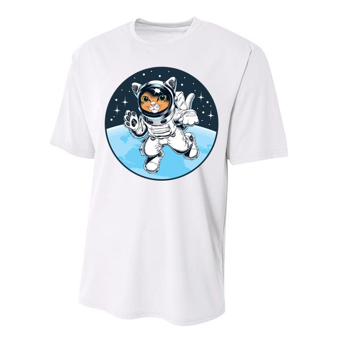 Cute Cat Astronaut Performance Sprint T-Shirt