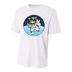 Cute Cat Astronaut Youth Performance Sprint T-Shirt