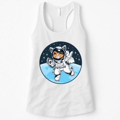 Cute Cat Astronaut Womens Tank Top