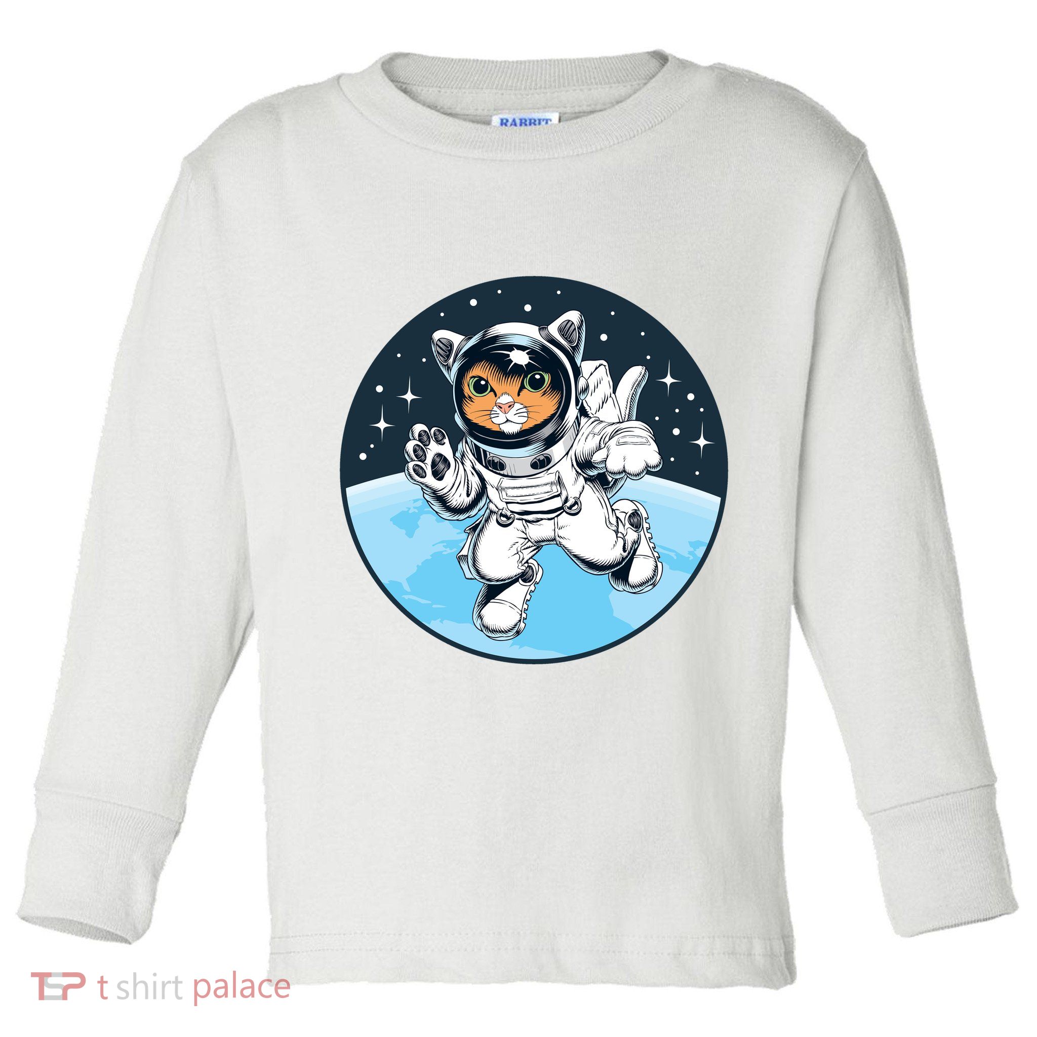 Cute Cat Astronaut Toddler Long Sleeve Shirt