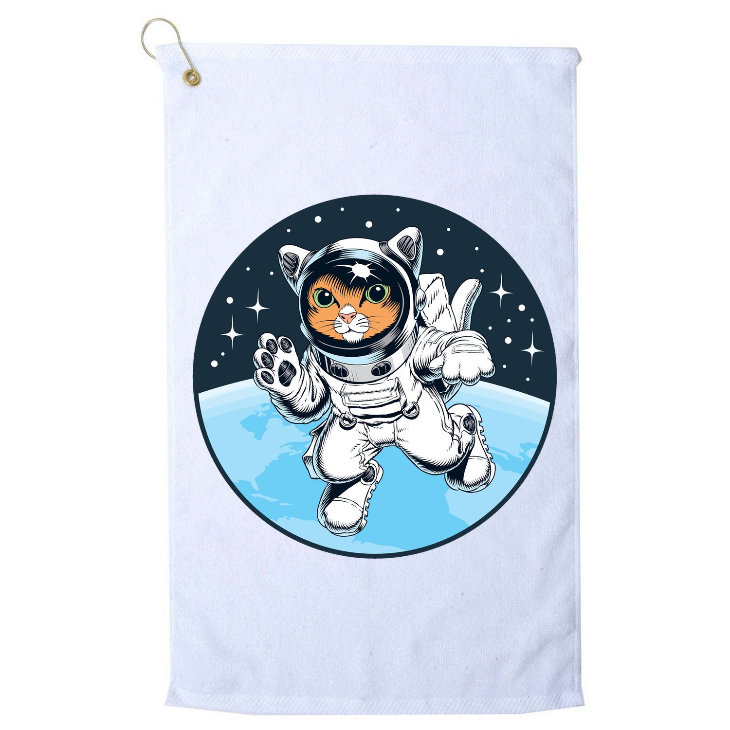 Cute Cat Astronaut Golf Towel