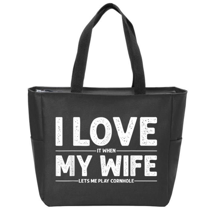 Cool Cornhole Art For Men Dad Love My Wife Husband Corn Hole Zip Tote Bag