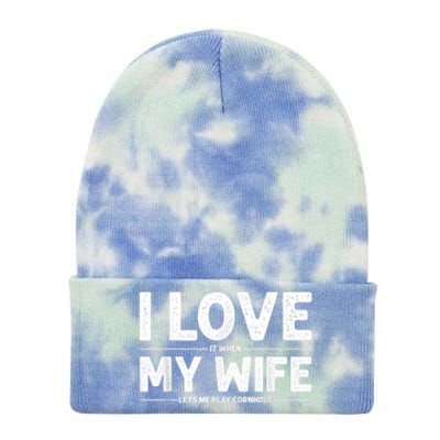 Cool Cornhole Art For Men Dad Love My Wife Husband Corn Hole Tie Dye 12in Knit Beanie