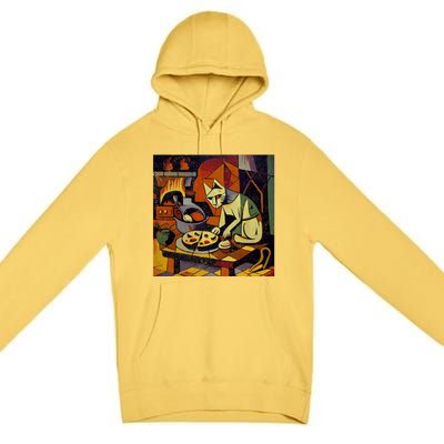 Cat Cooking Apple Pie Gift Premium Pullover Hoodie