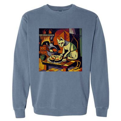 Cat Cooking Apple Pie Gift Garment-Dyed Sweatshirt