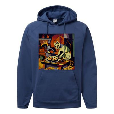 Cat Cooking Apple Pie Gift Performance Fleece Hoodie