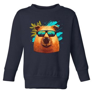 Capybara Cute and funny Capybara Cool Sunglasses Toddler Sweatshirt