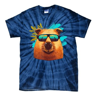 Capybara Cute and funny Capybara Cool Sunglasses Tie-Dye T-Shirt