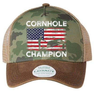 Cornhole Champion American Flag USA July 4th Cornhole Legacy Tie Dye Trucker Hat