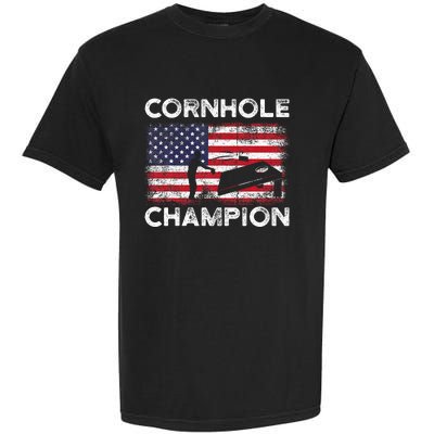 Cornhole Champion American Flag USA July 4th Cornhole Garment-Dyed Heavyweight T-Shirt